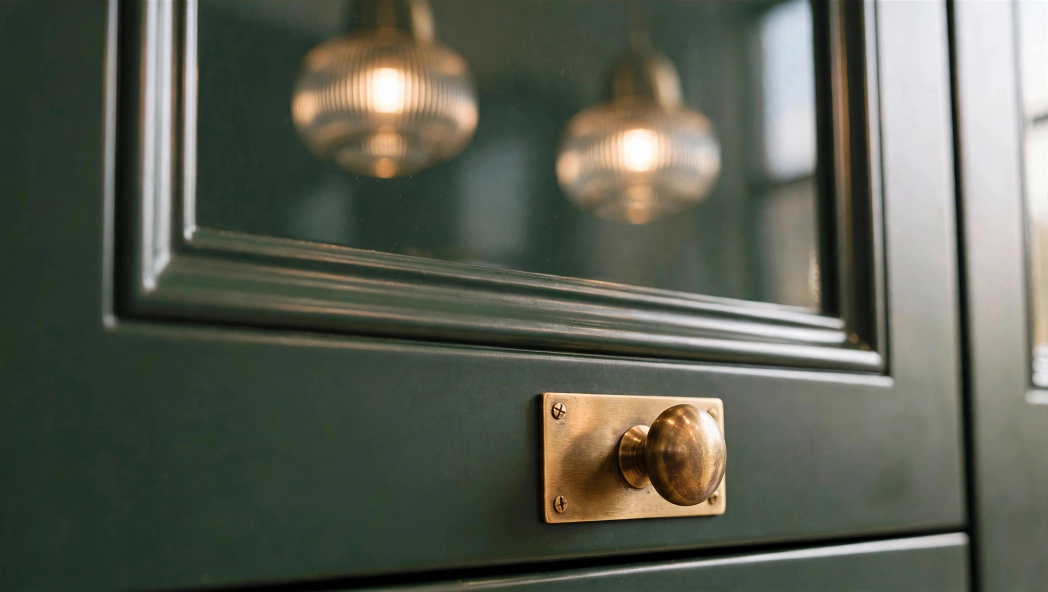 Deep green door in satin finish